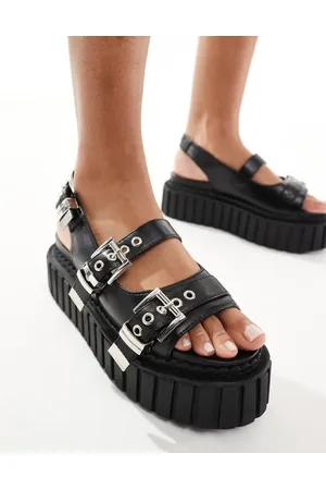 Lamoda Womens Work Flatform Slingback Buckle Sandal in