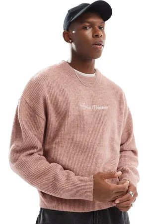 Bershka Knitted embroidered jumper in