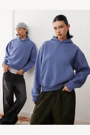 Reclaimed Unisex cropped boxy hoodie in washed