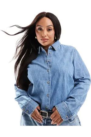 ASOS ASOS DESIGN Curve easy denim shirt in midwash