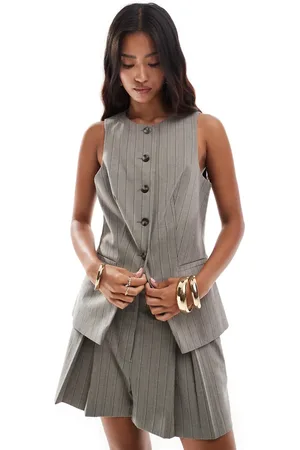 ASOS High neck waistcoat in stripe co-ord