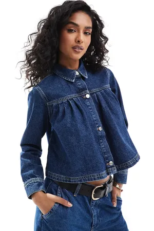 ASOS Denim pleated shirt in indigo