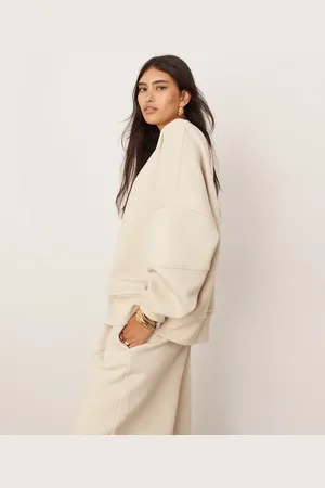 ASOS Premium heavy weight sweatshirt with seam detailing in oat