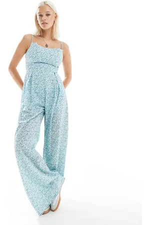 Glamorous Strappy jumpsuit in mint lilac ditsy
