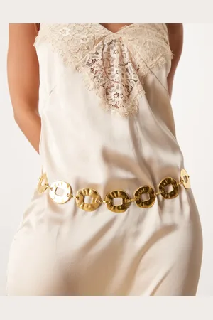 My Accessories Hammered metal chain belt in