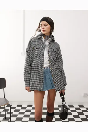 Noisy May Shacket in & white houndstooth