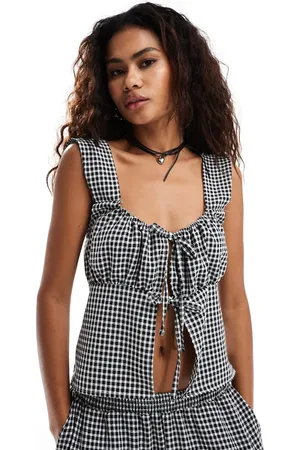 Reclaimed Split front top in gingham