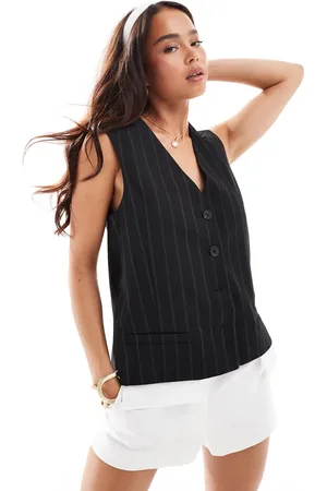 ASOS Exposed pocket waistcoat in black stripe