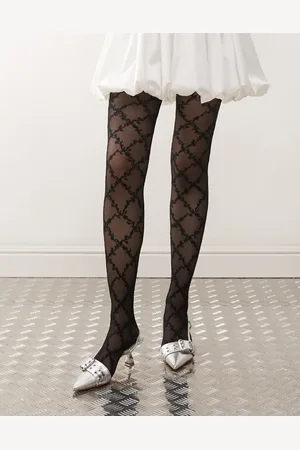 Reclaimed Black floral lace tights
