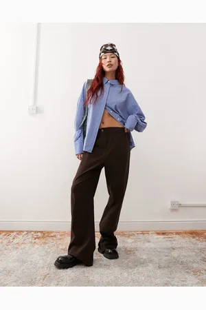 Reclaimed Slouchy tailored wide leg trouser in chocolate
