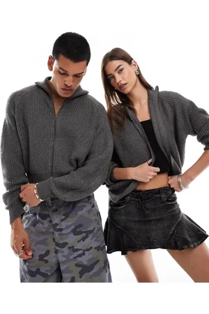 COLLUSION Unisex zip through cardigan in