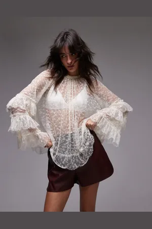 Topshop All over lace top in ivory
