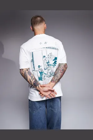 River Island Houkusai back print t-shirt in ecru