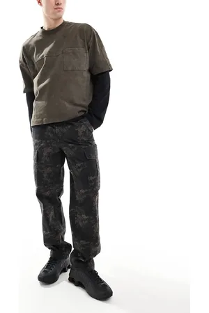 River Island Baggy cargo trousers in dark camo