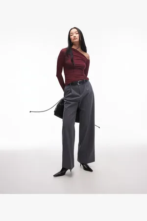 Nialaya Cleo off-shoulder slinky top in oxblood