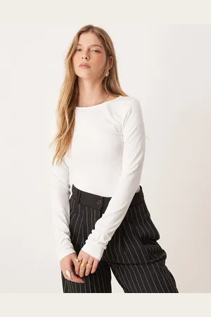 Gina Tricot Soft Touch round neck jersey long sleeve top in off