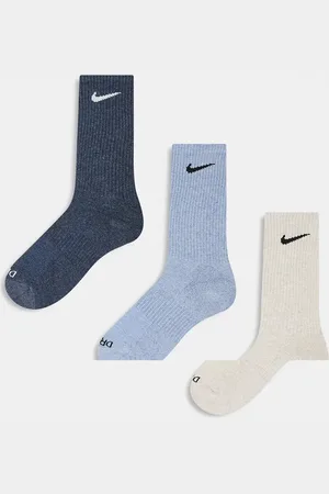 Nike Everyday Cushioned Plus 3 pack crew socks in blue and beige