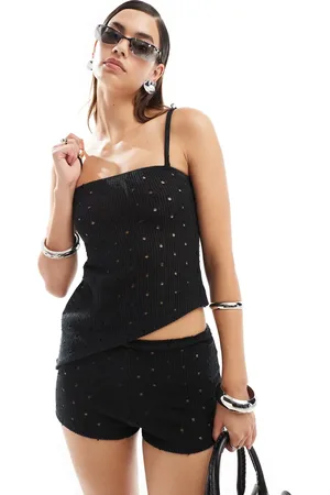 COLLUSION Ladder rib detail square neck cami top co-ord in