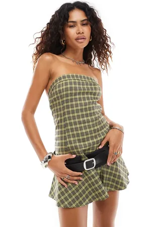 Motel Hadia drop waist mini dress in check