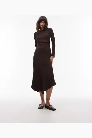MANGO Long sleeve cinched waist maxi dress in