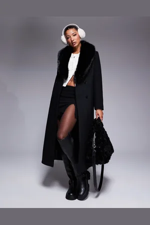 River Island Faux fur wool look coat in