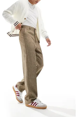 ASOS Smart high waist straight leg trousers in herringbone