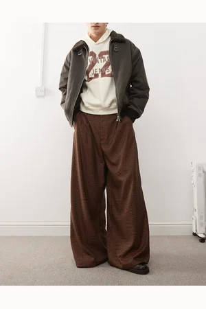 COLLUSION Wide leg baggy tailored trousers in rust check