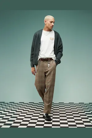 ASOS Smart oversized tapered trousers in check