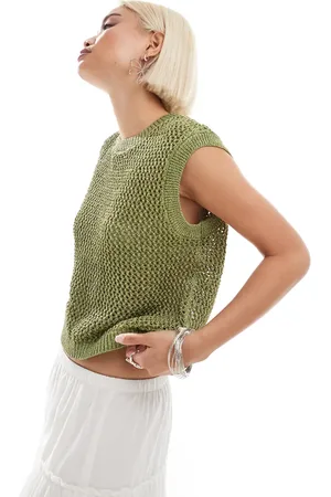 ONLY Metallic open knit vest in