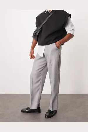 ASOS Smart wide leg trousers in light herringbone
