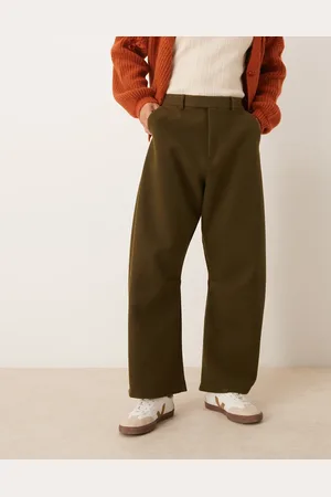 ASOS Smart horseshoe fit trousers in khaki