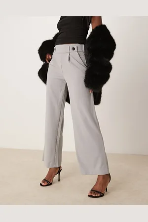 JDY Button detail wide leg dad trousers in light