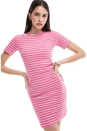 Pieces® Ribbed t-shirt mini dress in stripe