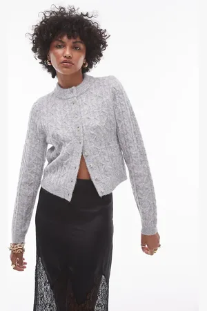 Topshop Knitted cable micro cardi in