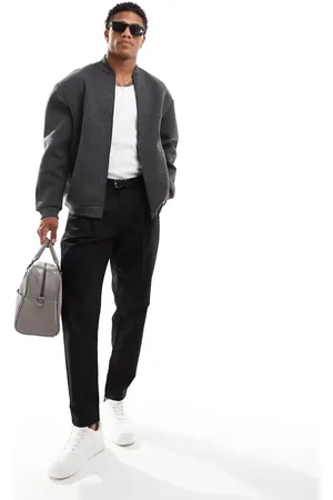 ASOS Oversized scuba bomber jacket in charcoal marl