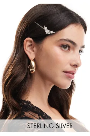 Pieces® Halloween bat hair slides in diamonte