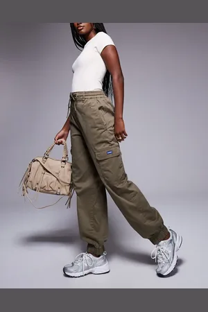 Hugo Blue Cargo cuffed trousers in khaki