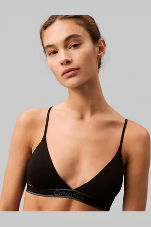 Calvin Klein Tonal Logo Cotton triangle bralette with logo taping in