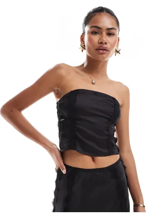 AllSaints Morgan strapless satin and lace top co-ord in