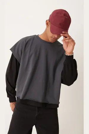 ASOS Extreme oversized boxy double layer long sleeve t-shirt in washed black