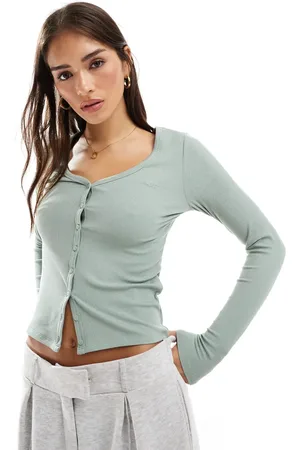 Hollister Icon long sleeve button through top in
