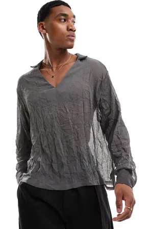 ASOS Overhead sheer shirt in charcoal