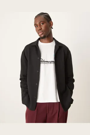 ASOS Premium interlock relaxed long sleeve button-up shirt 300gsm in