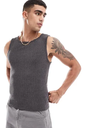 ASOS Muscle fit vest in textured crepe in