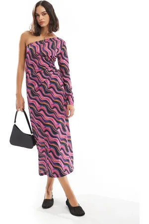SCALPERS Off Shoulder Dress In Multicolor