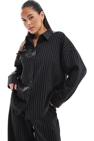 ASOS Tailored oversized shirt in black pinstripe