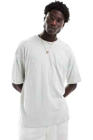 ASOS Oversized textured t-shirt in heavyweight 220gsm in grey with back print