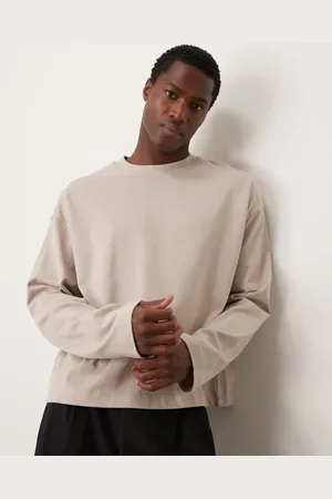 ASOS Premium heavyweight oversized boxy long sleeve t-shirt 300gsm in stone