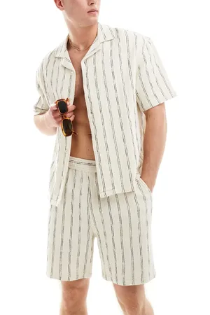 Pull&Bear Striped co-ord shirt in ecru