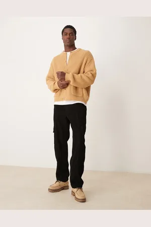 ASOS Straight fit corduroy cargo trousers in